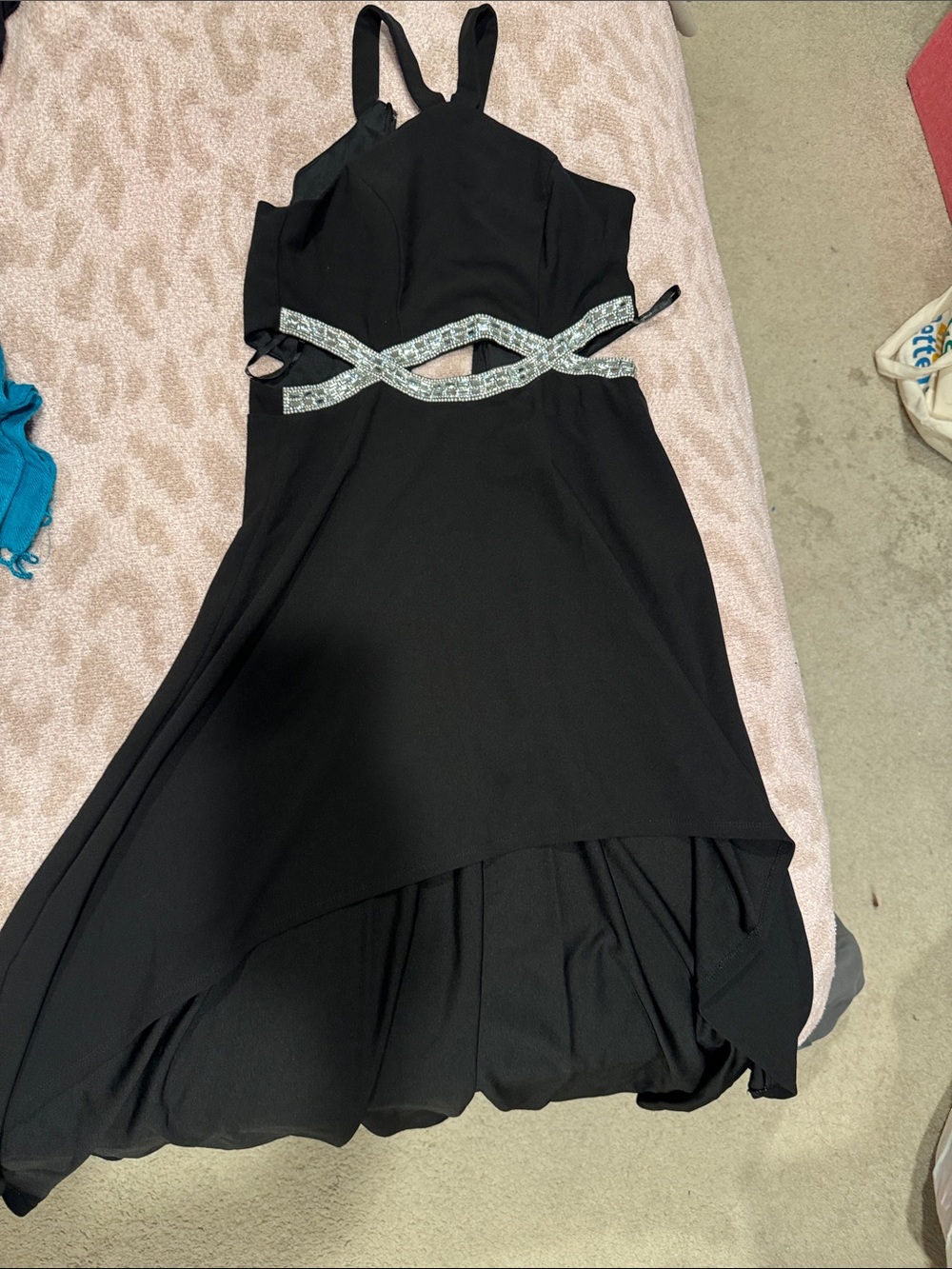 Speechless Black High-Low Dress with Silver Embellished Waist